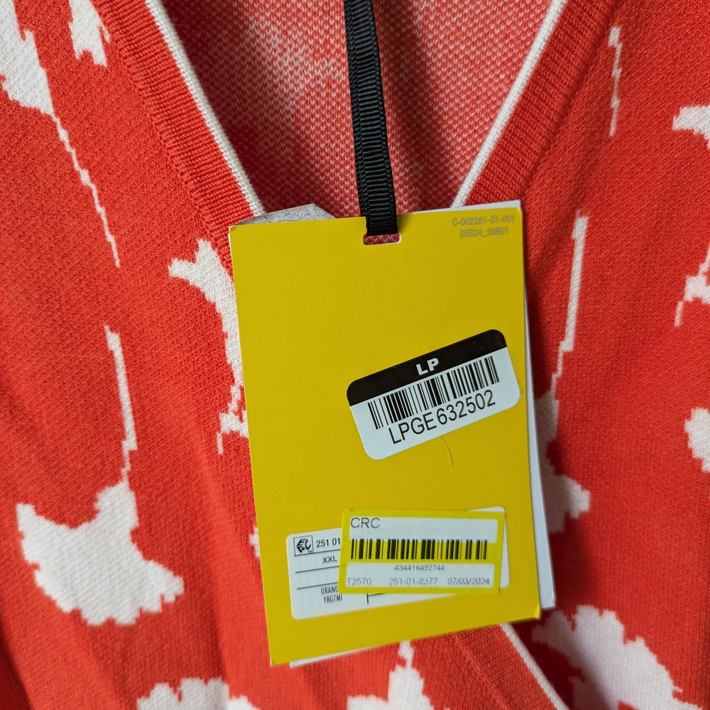 NWT Diane Von Furstenberg Women's Orange and White Floral Knit Wrap Dress - Picture 6 of 9